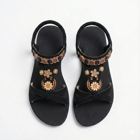 Women’s Round Toe Flat Sandals with Elastic Strap