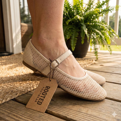 Women’s Mesh Ballet Flats – Breathable Fishnet Slip-On Flats