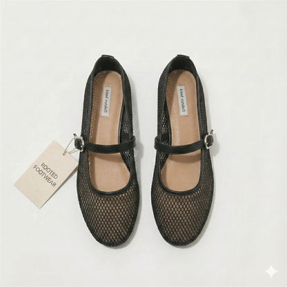 Women’s Mesh Ballet Flats – Breathable Fishnet Slip-On Flats