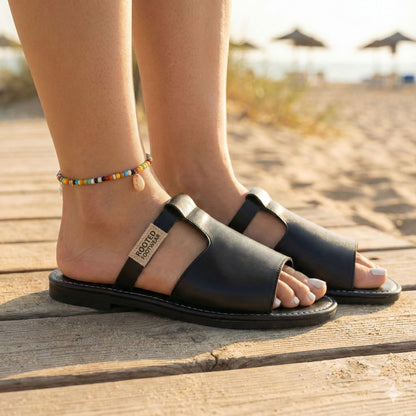 Women’s PU Open-Toe Low-Heel Sandals with Back Strap