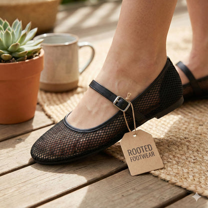 Women’s Mesh Ballet Flats – Breathable Fishnet Slip-On Flats
