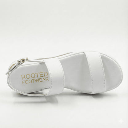 Women’s Low-Heel Wedge Sandals with Buckle Strap