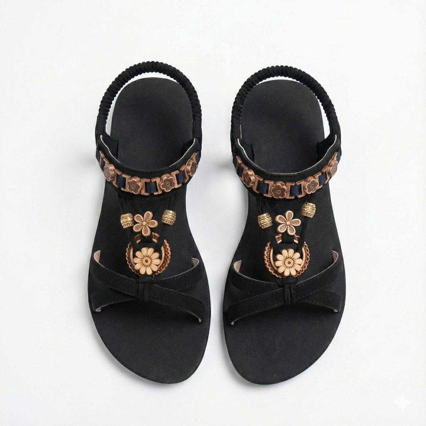Women’s Round Toe Flat Sandals with Elastic Strap