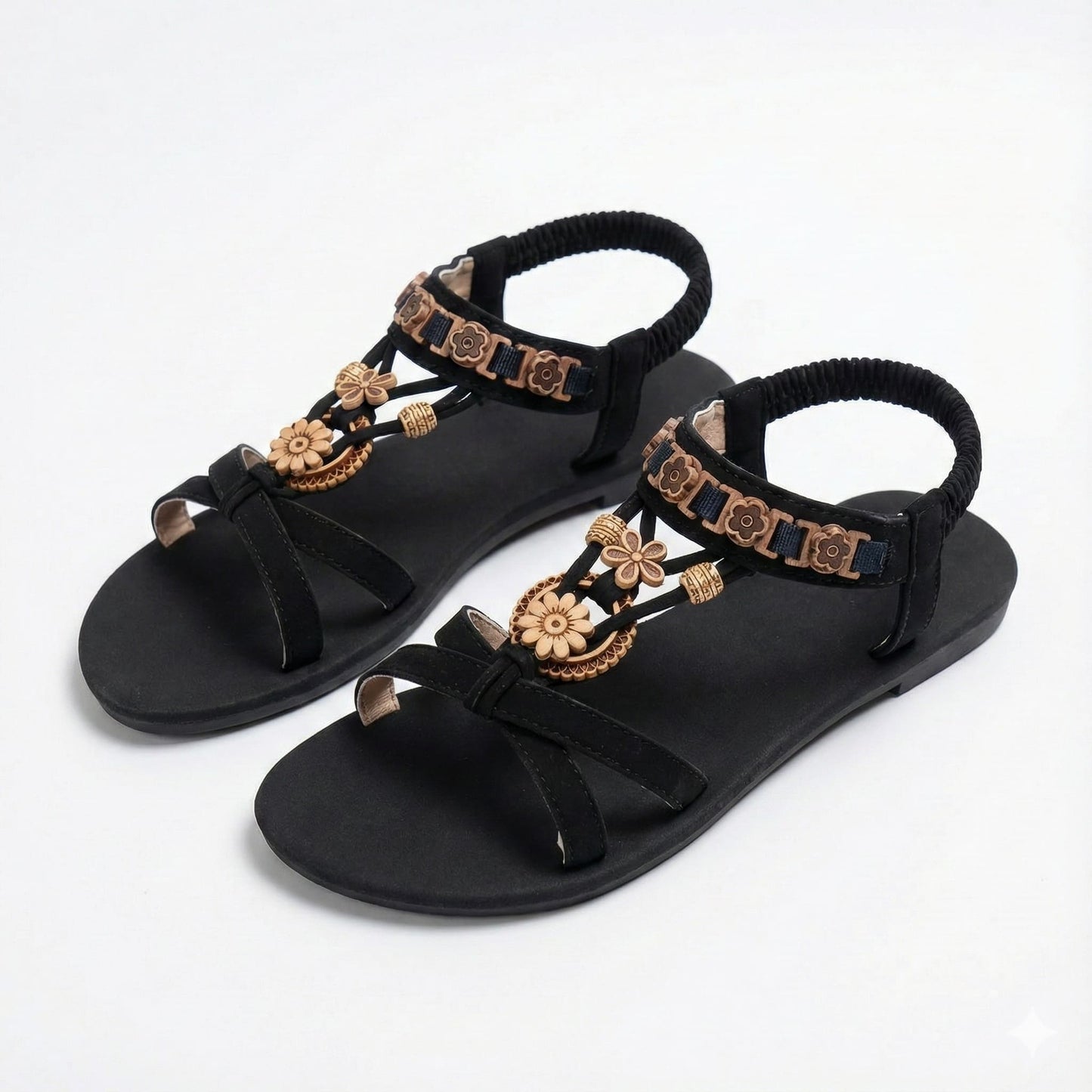 Women’s Round Toe Flat Sandals with Elastic Strap