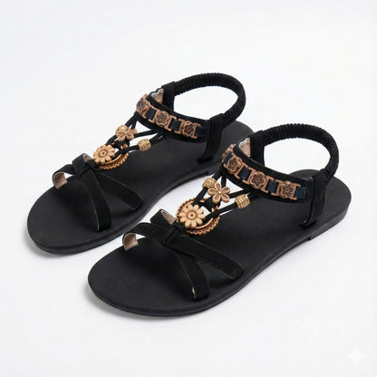 Women’s Round Toe Flat Sandals with Elastic Strap